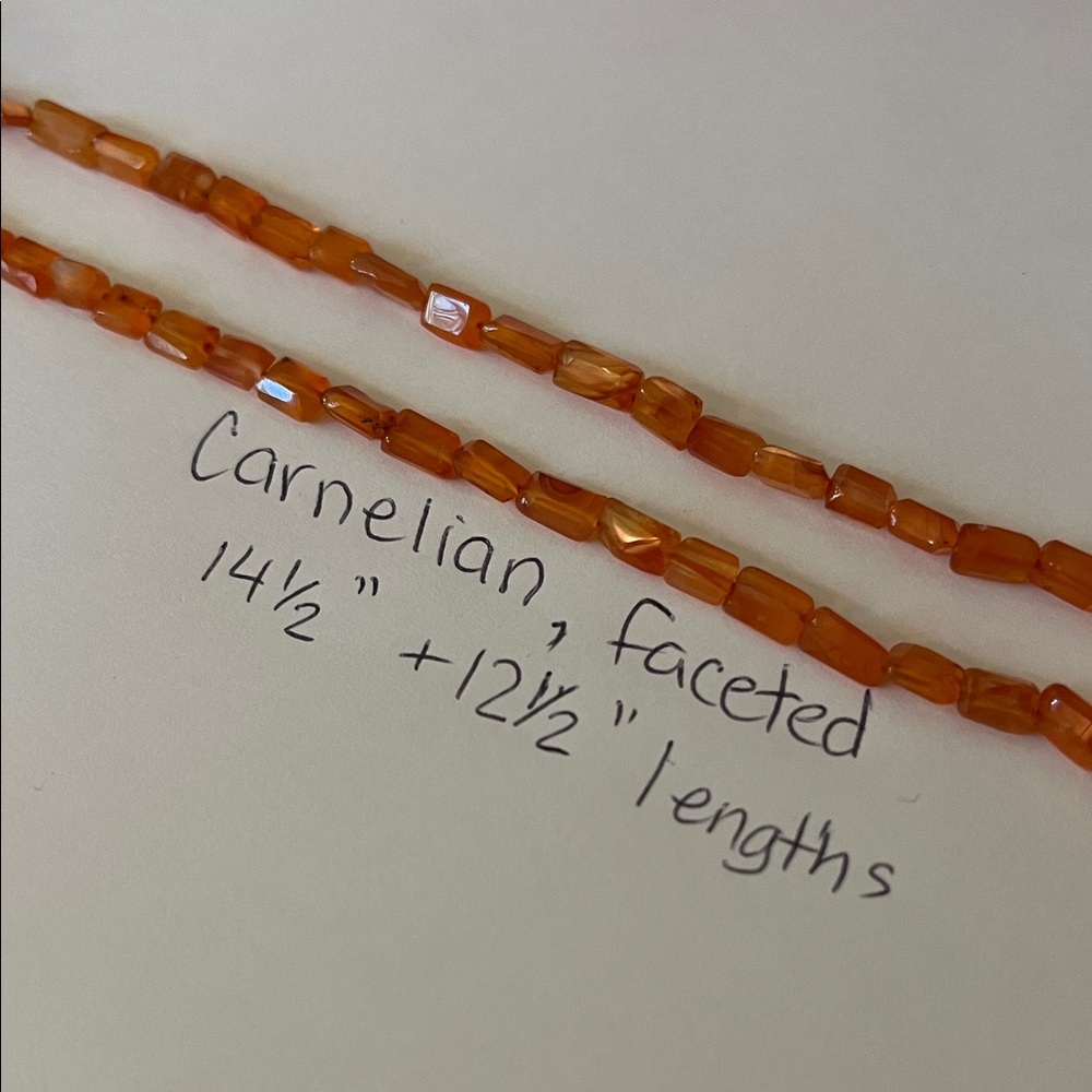 2 Carnelian faceted bead strands